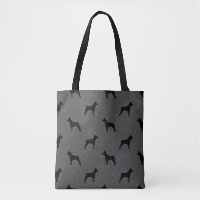 Miniature Pinscher Silhouettes MinPins Patterned Tote Bag (Front)
