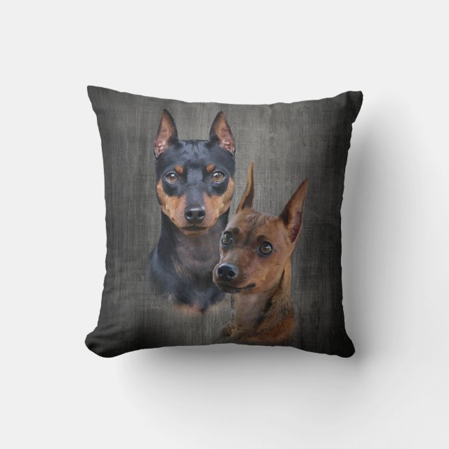 Miniature Pinscher Throw Pillow (Front)