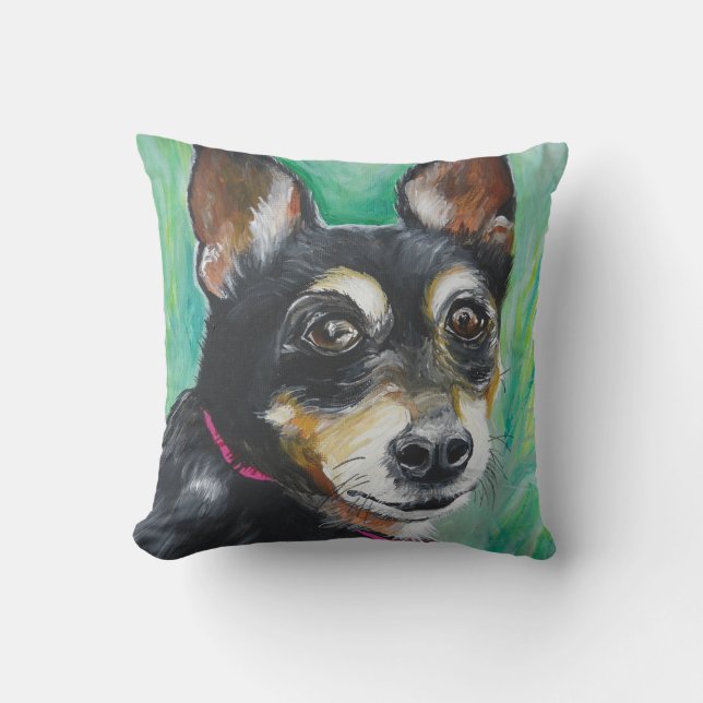 Miniature Pinscher Throw Pillow (Front)