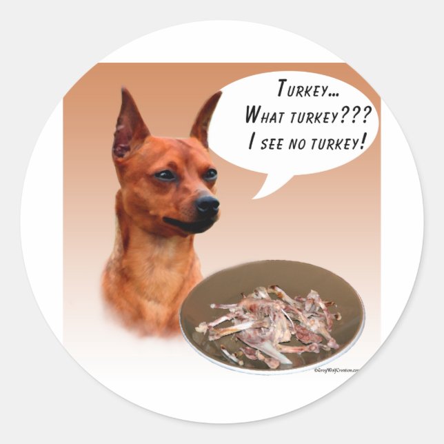 Miniature Pinscher Turkey Classic Round Sticker (Front)