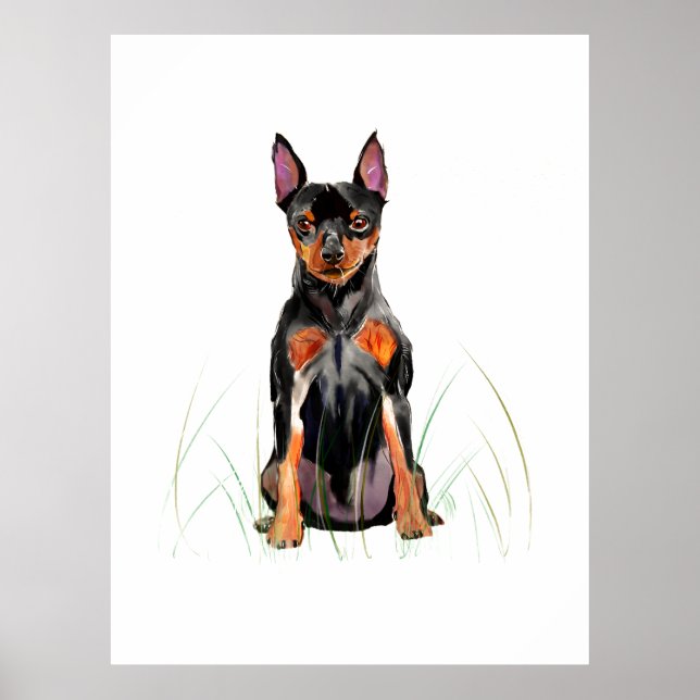 Miniature Pinscher Wall Art Poster, Min Pin Print (Front)