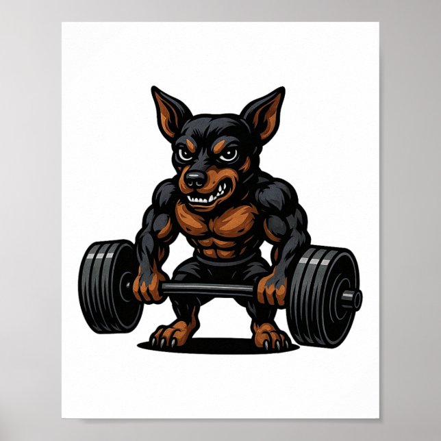 Miniature Pinscher Weightlifting Bodybuilder Worko Poster (Front)