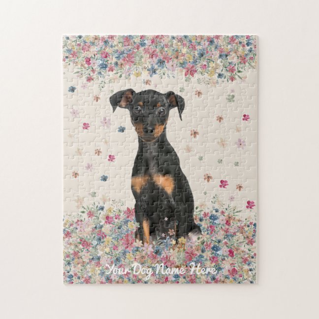 Miniature Pinscher with uncropped ears and undocke Jigsaw Puzzle