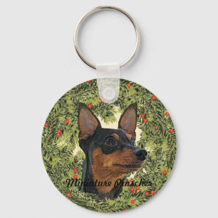Miniature Pinscher Wreath Keychain