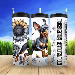 Miniature Pinscher's Grayscale Garden Thermal Tumbler