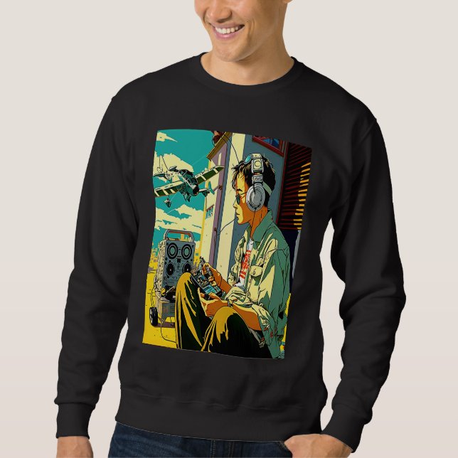 Miniature Plane  Cool Retro Radio Controlled Plane Sweatshirt (Front)