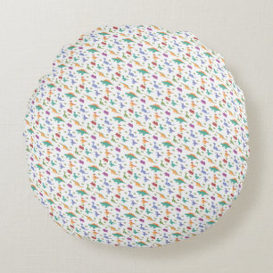 Miniature Playful Dinosaurs Pattern Round Pillow