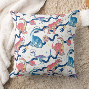 Miniature Playful Dinosaurs Pattern Throw Pillow
