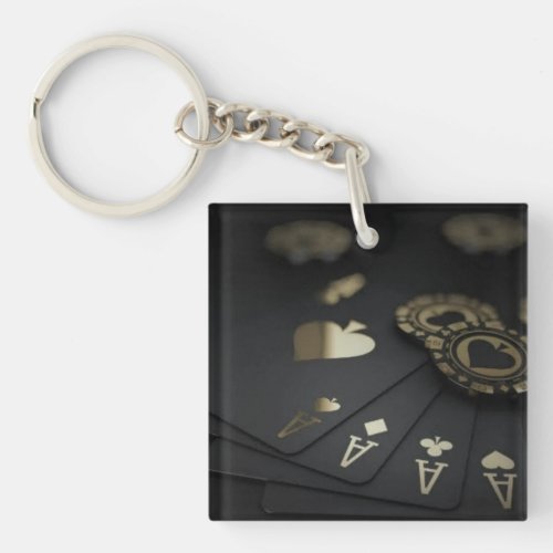 Miniature playing cards keychain illustration