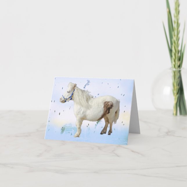 Miniature pony horse mini farm animal thank you card (Front)