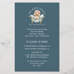 Miniature Poodle Dog Grooming Flyer - Teal