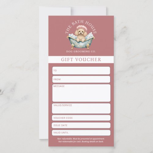 Miniature Poodle Dog Grooming Gift Voucher - Pink