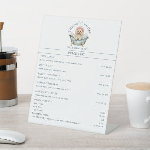 Miniature Poodle Dog Grooming Price List Sign