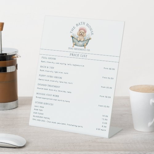 Miniature Poodle Dog Grooming Price List Sign