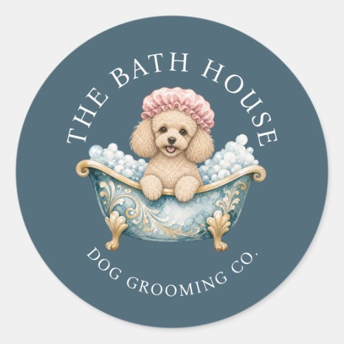 Miniature Poodle Dog Grooming Stickers | Teal