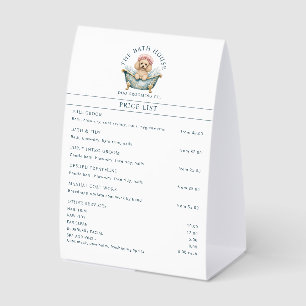 Miniature Poodle Dog Grooming Tent Card Price List Paper Table Tent