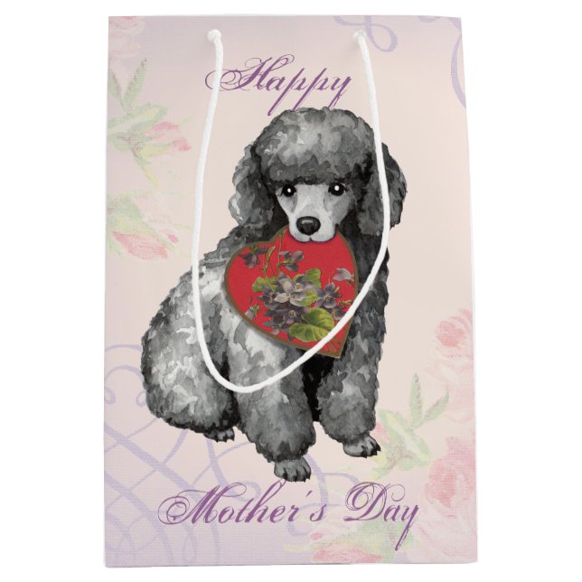 Miniature Poodle Heart Mom Medium Gift Bag (Front)