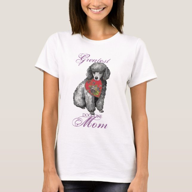Miniature Poodle Heart Mom T-Shirt (Front)
