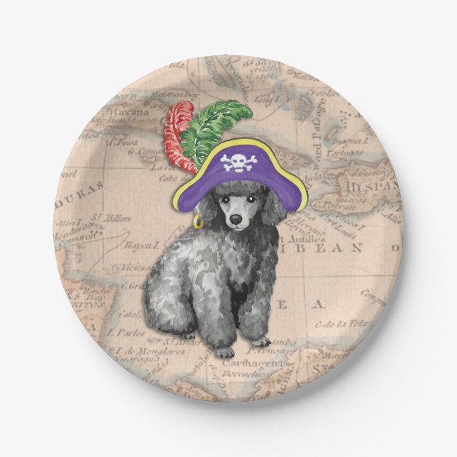 Miniature Poodle Pirate Paper Plates (Front)