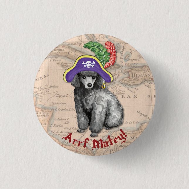 Miniature Poodle Pirate Pinback Button (Front)