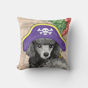 Miniature Poodle Pirate Throw Pillow