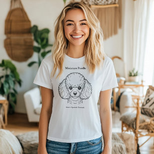 Miniature Poodle Portrait Black Line Illustration T-Shirt