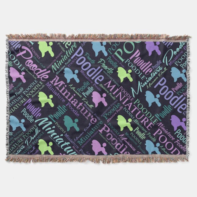 Miniature Poodle Word Art Throw Blanket (Front)