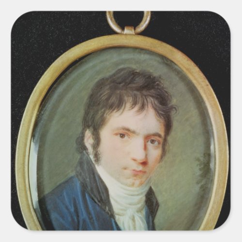 Miniature Portrait of Ludwig Van Beethoven  1802 Square Sticker