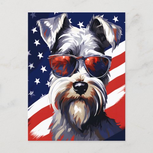 Miniature Schnauzer 4th of July Independence day Postcard