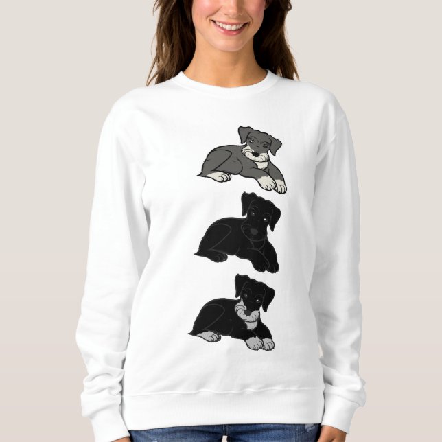 miniature schnauzer all colors cartoons sweatshirt (Front)