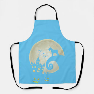 miniature schnauzer and moon halloween costume apron
