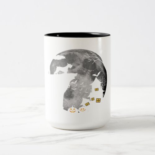 Miniature Schnauzer and moon Halloween costume Two_Tone Coffee Mug