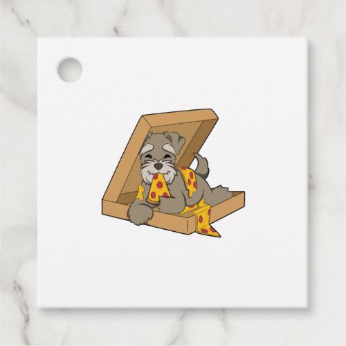 Miniature Schnauzer And Pizza Favor Tags