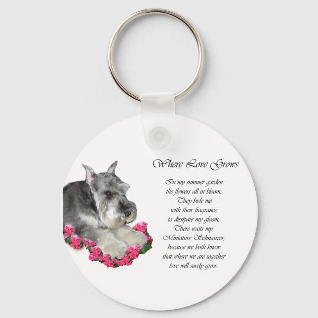 Miniature Schnauzer Art Gifts Keychain (Front)