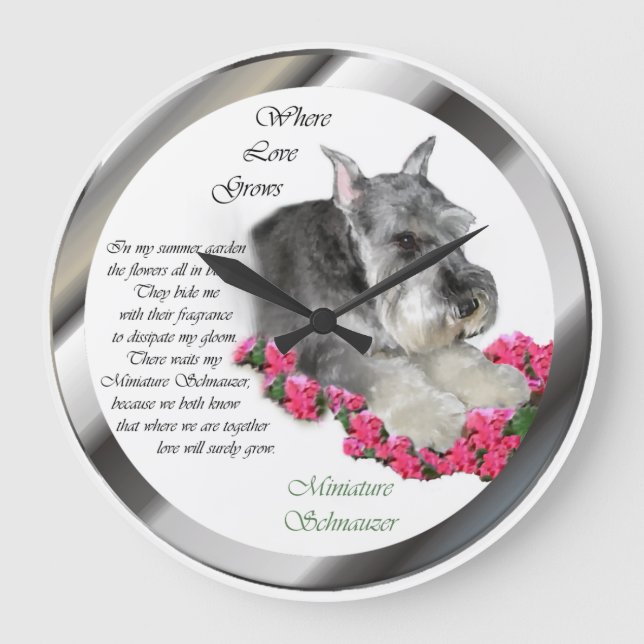 Miniature Schnauzer Art Gifts Large Clock (Front)