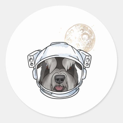 Miniature Schnauzer Astronaut Universum Classic Round Sticker