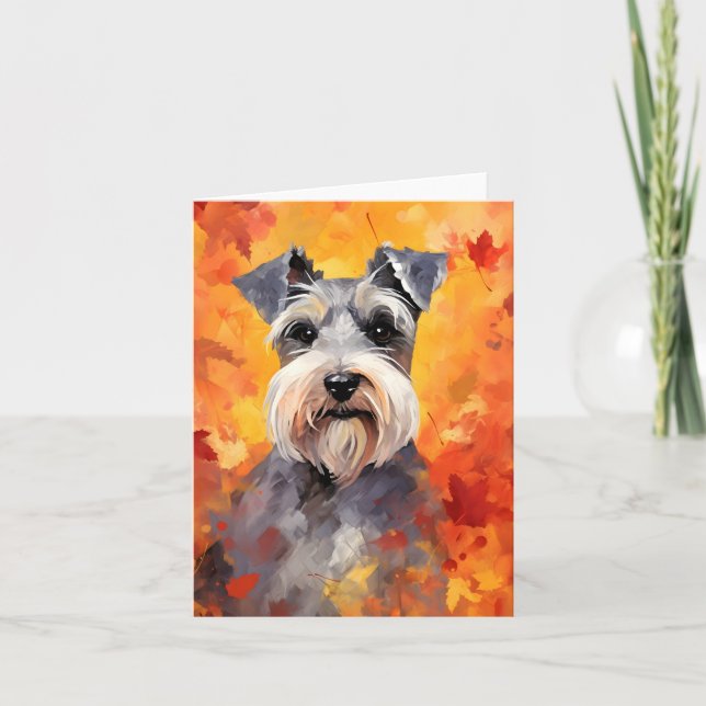 Miniature Schnauzer Autumn Thanksgiving  Card (Front)