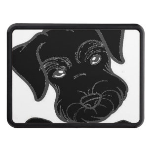 miniature schnauzer black peeking trailer hitch cover