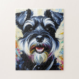 Miniature Schnauzer - Black Silver Acrylic Print Jigsaw Puzzle