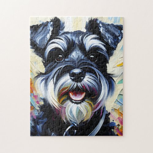 Miniature Schnauzer _ Black  Silver Acrylic Print Jigsaw Puzzle