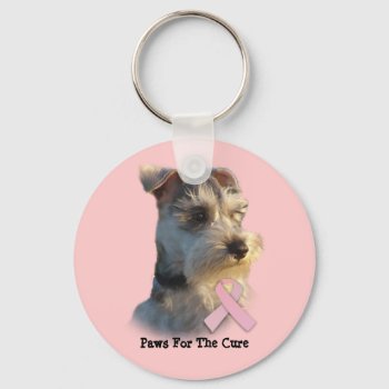 Miniature Schnauzer Breast Cancer Keychain by normagolden at Zazzle