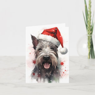 Miniature Schnauzer Christmas brush painting artwo Card