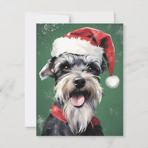 Miniature Schnauzer Christmas brush painting artwo Holiday Card
