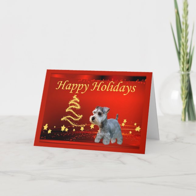Miniature Schnauzer Christmas Card Stars (Front)