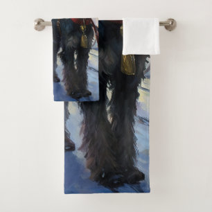 Miniature Schnauzer Christmas Festive Season Bath Towel Set