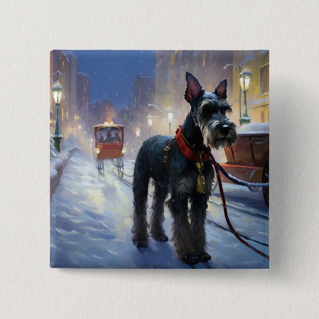Miniature Schnauzer Christmas Festive Season Button (Front)