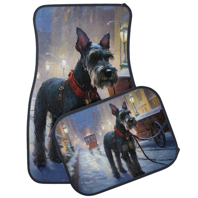 Miniature Schnauzer Christmas Festive Season Car Floor Mat (Set)