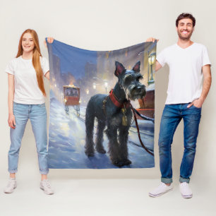 Miniature Schnauzer Christmas Festive Season Fleece Blanket