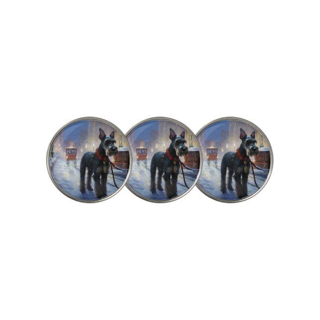 Miniature Schnauzer Christmas Festive Season Golf Ball Marker (3 Up)