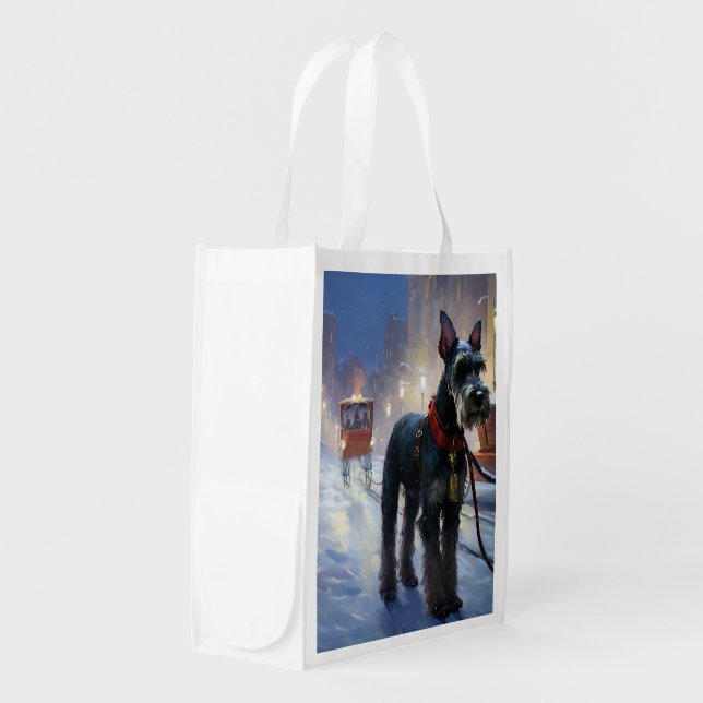 Miniature Schnauzer Christmas Festive Season Grocery Bag (Front Side)